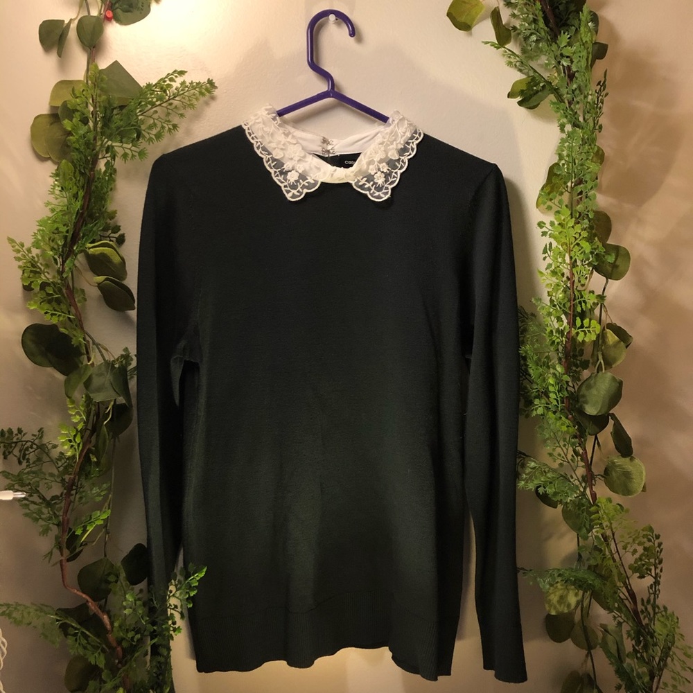 floral lace peter pan collar sweater